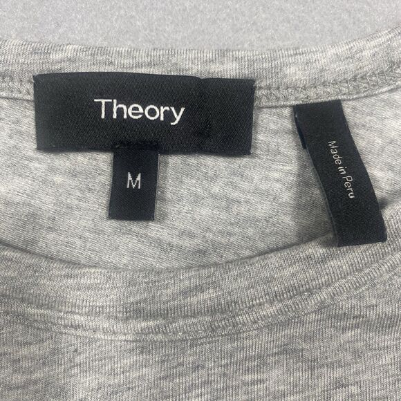 Theory Womens Gray Pima Cotton Long Sleeve Tee Shirt Sz M Made in Peru Basic - Picture 5 of 9